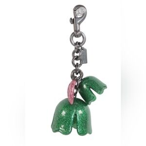 Coach Y2K Glitter Green/Pink Tea Rose Bag Charm